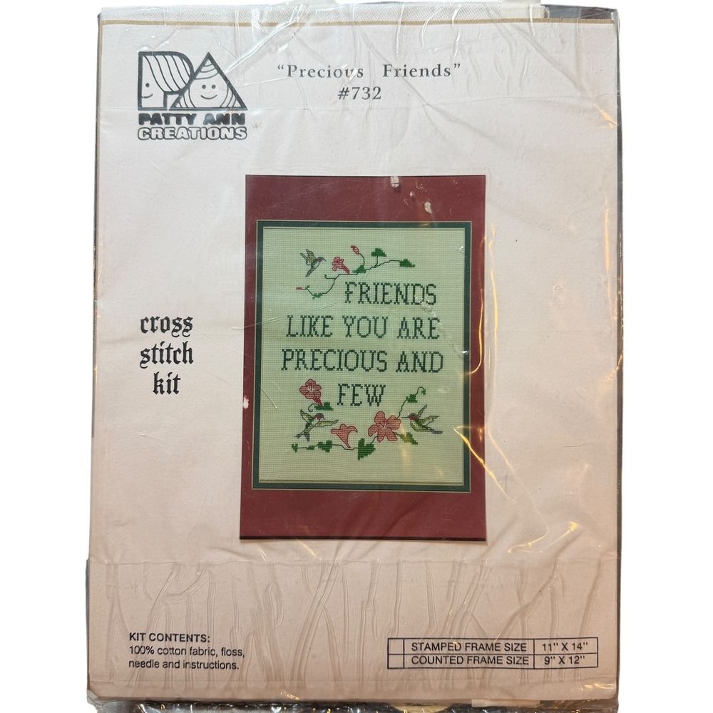 Patty Ann Creations Precious Friends Cross Stitch Kit 732‎ Stamped Size 11x14